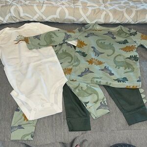 Carter's Baby Boy's 4-Piece Long Sleeve Bodysuits & Jogger Pants Set (Dinosaurs)